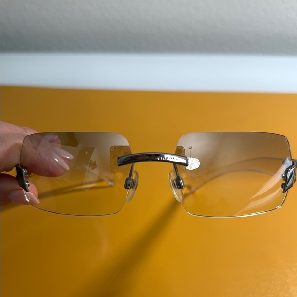 Silver Rimless Sunglasses - Picture 3 of 6